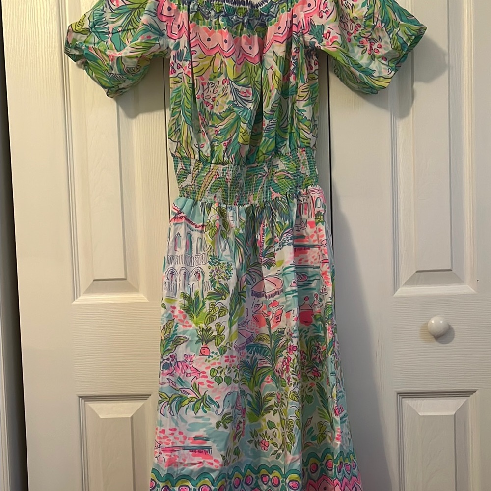 NWT Lilly Pulitzer Multicolor Floral Off The Shoulder Dress, M